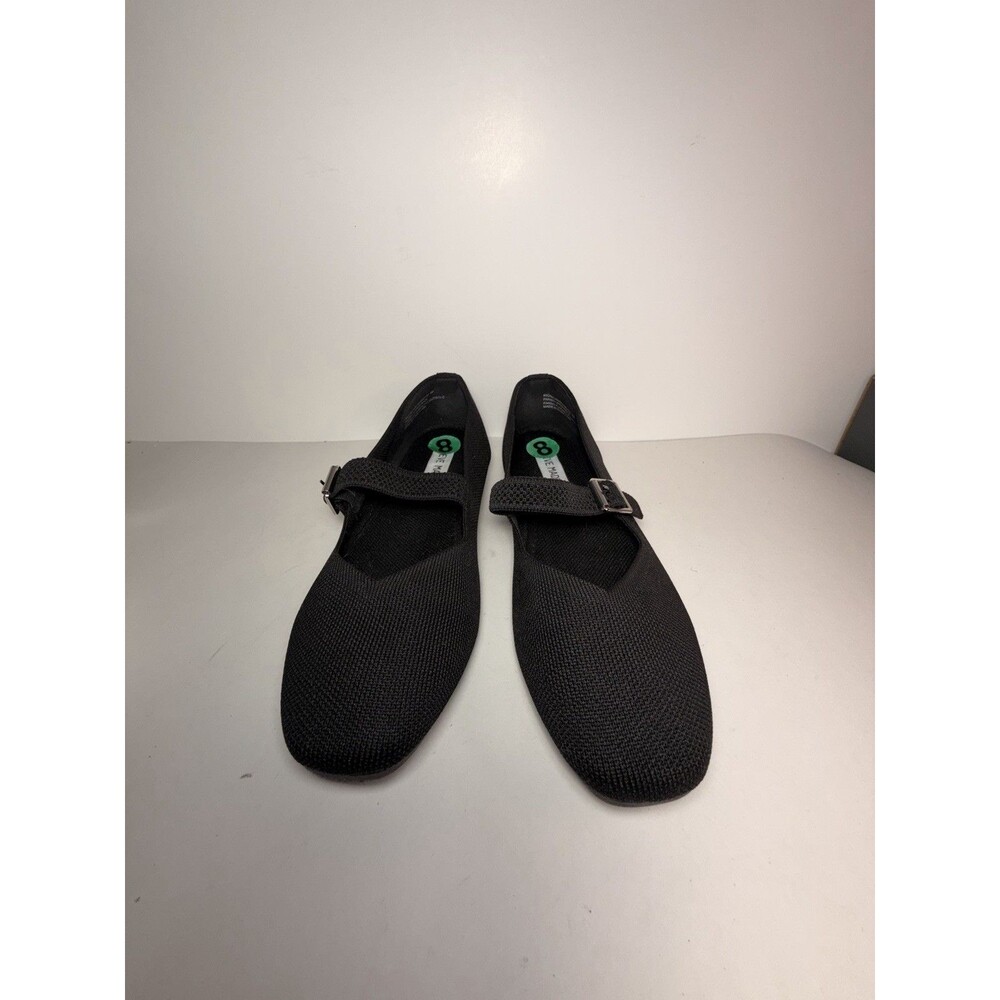 Steve Madden Richmond Black Knit Mary Jane Flats Square Toe Buckle Women Size 8M